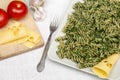 Pasta with spinach Royalty Free Stock Photo