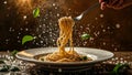 Pasta Splash Food Art on Dark Background Royalty Free Stock Photo