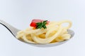 Pasta on a spoon Royalty Free Stock Photo