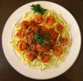 Pasta and stewed tomatoes