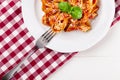Pasta tagiatelle with tomato Royalty Free Stock Photo