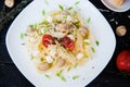 Pasta tagliatelle with tomato Royalty Free Stock Photo