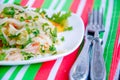 Pasta tagliatelle with tomato Royalty Free Stock Photo