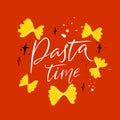 Pasta time sign. Modern calligraphy design element for menu, poster for lunch in italian restaurant, cafe, pasta bar Royalty Free Stock Photo