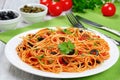 Pasta with tomato, capers, anchovy and olives