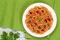 Pasta with tomato sauce, capers and olives Royalty Free Stock Photo