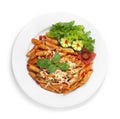 Pasta Tomato Sauce Penne shape sprinkle with Cheese Royalty Free Stock Photo