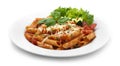 Pasta Tomato Sauce Penne shape sprinkle with Cheese Royalty Free Stock Photo