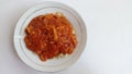 Pasta with tomato sauce on white backround Royalty Free Stock Photo