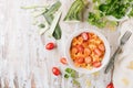 Pasta with tomato sauce, zucchini, parsley and sausages Royalty Free Stock Photo