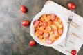 Pasta with tomato sauce, zucchini, parsley and sausages Royalty Free Stock Photo