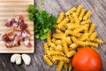 Pasta, tomato, smoked ham Royalty Free Stock Photo