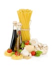 Pasta, tomatoes, basil, oil etc Royalty Free Stock Photo
