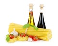 Pasta, tomatoes, basil, olive oil, vinegar and garlic Royalty Free Stock Photo