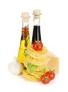 Pasta, tomatoes, olive oil, vinegar Royalty Free Stock Photo