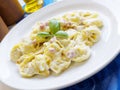 Pasta Tortellini And Ham Cream