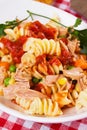 Pasta with tuna meat and vegetables