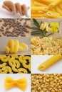 Pasta types collage Royalty Free Stock Photo
