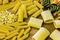 Pasta Variation on a Wooden Cutting Board Royalty Free Stock Photo