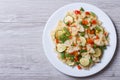 Pasta with vegetables on a wooden background. top view Royalty Free Stock Photo