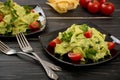 Pasta with vegetarian pesto sauce Royalty Free Stock Photo