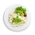 Pasta White Creamy Sauce Penne shape sprinkle with Cheese