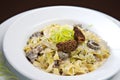 Pasta with white sauce and truffle Royalty Free Stock Photo