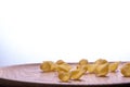 pasta on a wooden plate Royalty Free Stock Photo