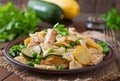 Pasta with zucchini, chicken