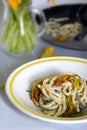 pasta with zucchinis flowers and cream sauce