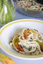 pasta with zucchinis flowers and cream sauce