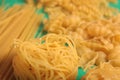 Pastas on a green background Royalty Free Stock Photo