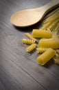 Pastas and Wooden Spoon Royalty Free Stock Photo