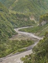 Pastaza River and Leafy Mountains in Banos Ecuador Royalty Free Stock Photo