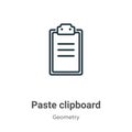 Paste clipboard outline vector icon. Thin line black paste clipboard icon, flat vector simple element illustration from editable Royalty Free Stock Photo