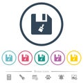 Paste file flat color icons in round outlines