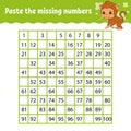 Paste the missing numbers. Handwriting practice. Learning numbers for kids. Education developing worksheet. Activity page. Game Royalty Free Stock Photo
