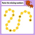 Paste the missing numbers. Handwriting practice. Learning numbers for kids. Education developing worksheet. Activity page. Game Royalty Free Stock Photo