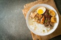 Paste of rice flour or boiled Chinese pasta square in clear soup Royalty Free Stock Photo