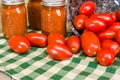 Paste tomatoes and jars of sauce Royalty Free Stock Photo