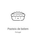 pasteis de belem icon vector from portugal collection. Thin line pasteis de belem outline icon vector illustration. Linear symbol