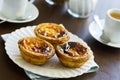 Pasteis de Nata or Portuguese Custard Tarts in Cafe Royalty Free Stock Photo