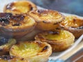 Pasteis de nata traditional portuguese crispy and creamy baked pastry Royalty Free Stock Photo