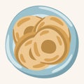 Pasteis de nata. Traditional portuguese dessert on plate. Vector isolated illustration