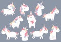 Pastel animal unicorn set with unicorn.Vector illustration for sticker,postcad,birthday invitation.Editable element