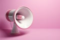 Pastel announcement Megaphone with white or pink stripes, symbol circles