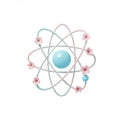 Pastel Atomic Model with Floral Accents Pink and Blue Electron Orbitals on White Royalty Free Stock Photo