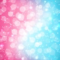 Pastel baby bokeh festive colorful background in beautiful cute style. Abstract blurred blue pink background sparkles confetti Royalty Free Stock Photo