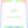 Pastel background with Hello Wednesday Hand Lettering