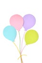 Pastel balloon paper cut on white background